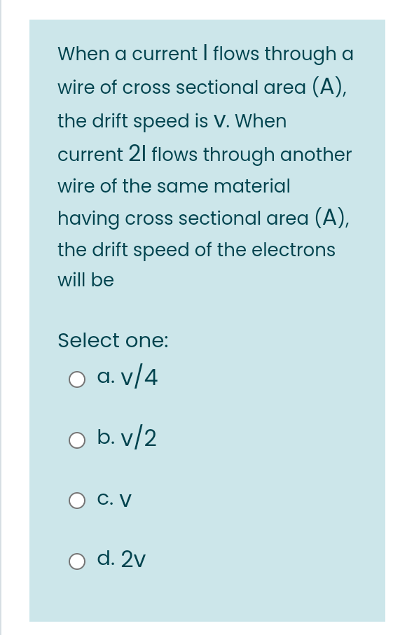 Solved When a current I flows through a wire of cross | Chegg.com