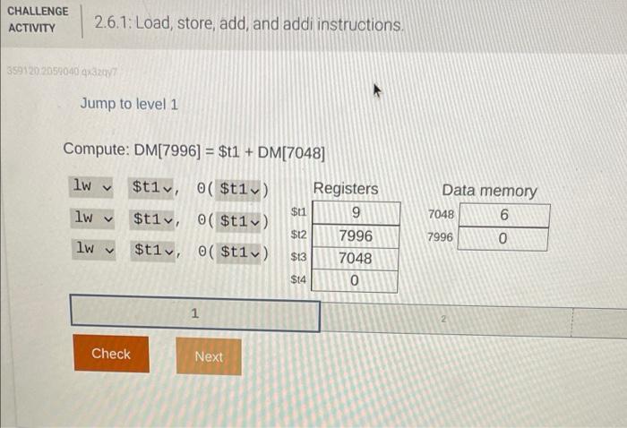 Solved CHALLENGE ACTIVITY 2.6.1: Load, store, add, and addi | Chegg.com