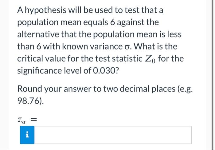 hypothesis test population mean