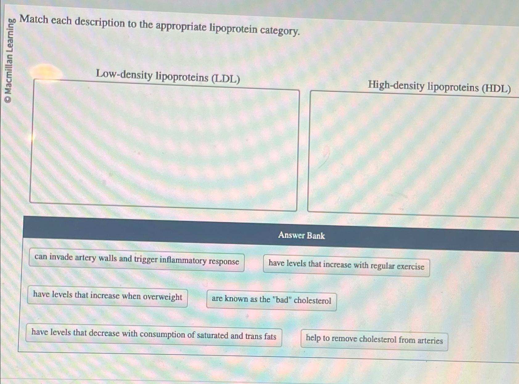 Solved Match each description to the appropriate lipoprotein | Chegg.com