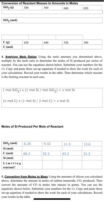 Virtual Lab Determining the Limiting Reactant When | Chegg.com