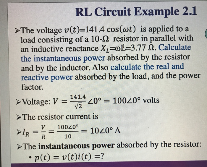 Solved The Instantaneous Power Absorbed By The Resistor Chegg Com