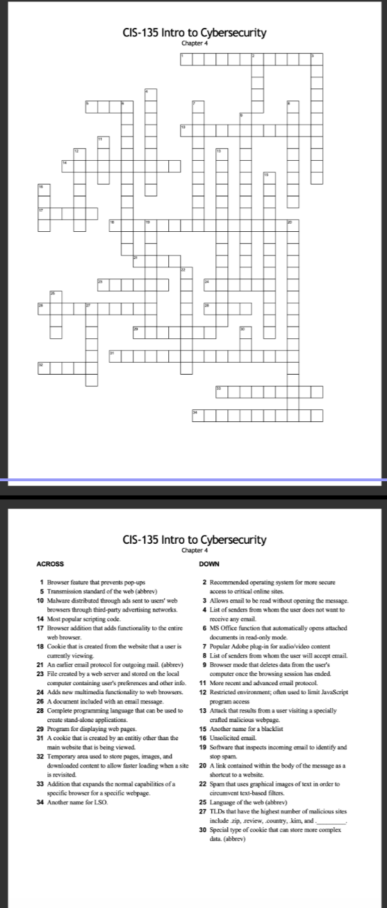 Solved Cis 135 ï Intro To Cybersecuritychapter 4across1 Chegg Solved Cis 135 ï Intro To Cybersecuritychapter 4across1 Chegg