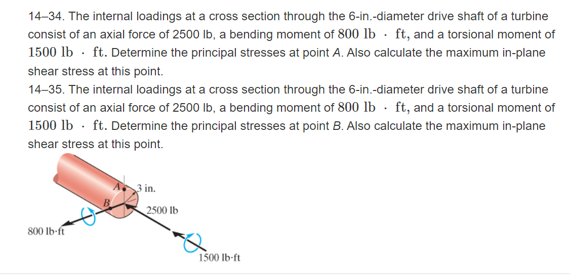 Solved 14-34. ﻿The internal loadings at a cross section | Chegg.com