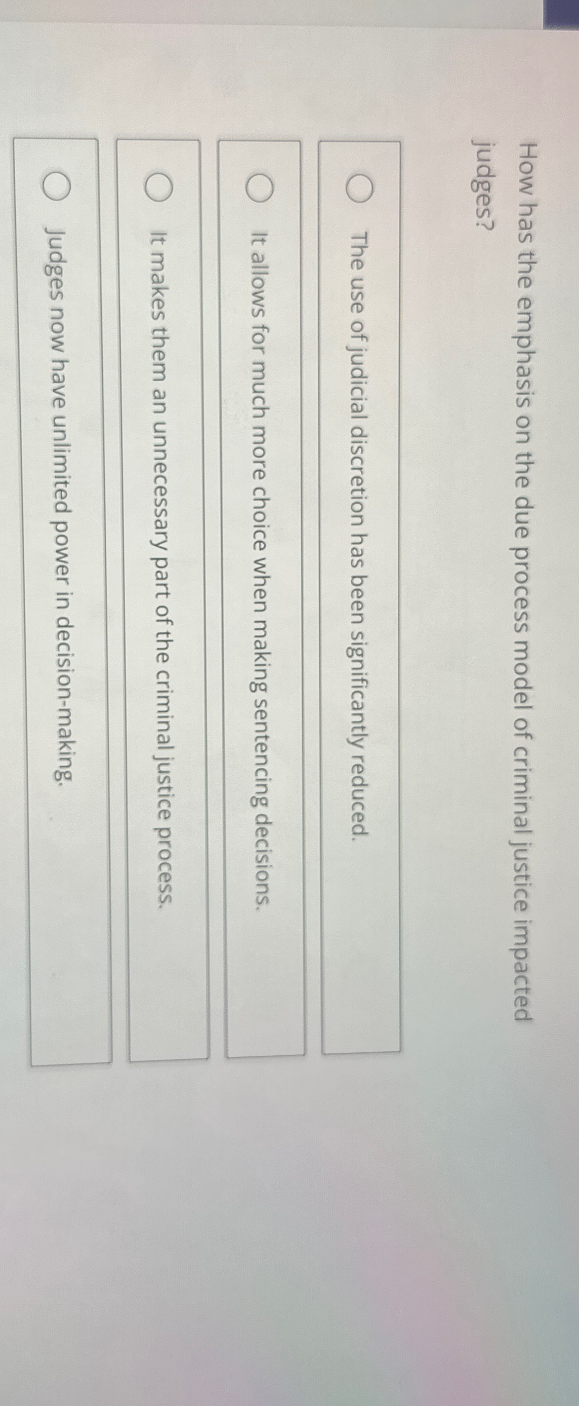 Solved How has the emphasis on the due process model of | Chegg.com