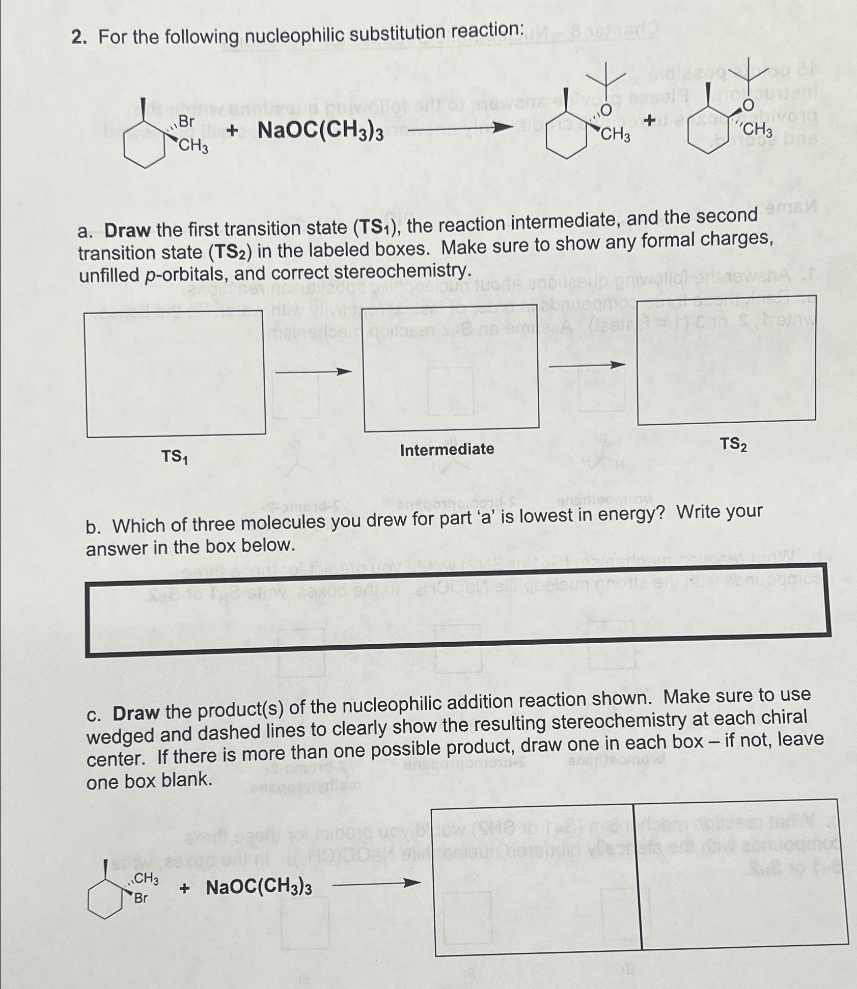 Solved For the following nucleophilic substitution | Chegg.com