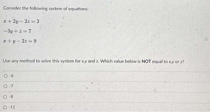 Solved Consider the following system of equations: | Chegg.com