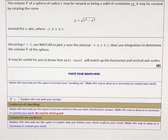 Solved The volume V of a sphere of radius r may be viewed as | Chegg.com