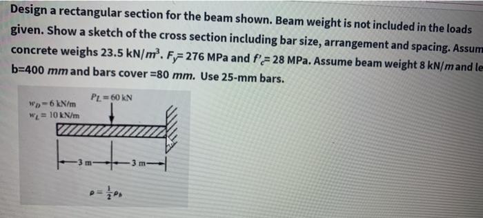 Solved Design a rectangular section for the beam shown. Beam | Chegg.com