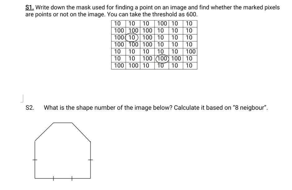 Solved S1 Write Down The Mask Used For Finding A Point O Chegg Com