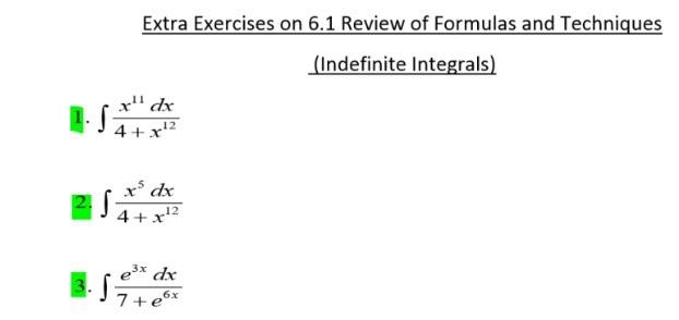 Solved Extra Exercises on 6.1 Review of Formulas and | Chegg.com