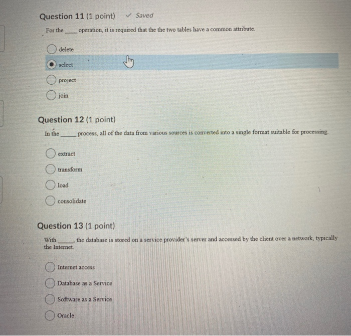 Solved Question 11 (1 point) Saved For the operation, it | Chegg.com