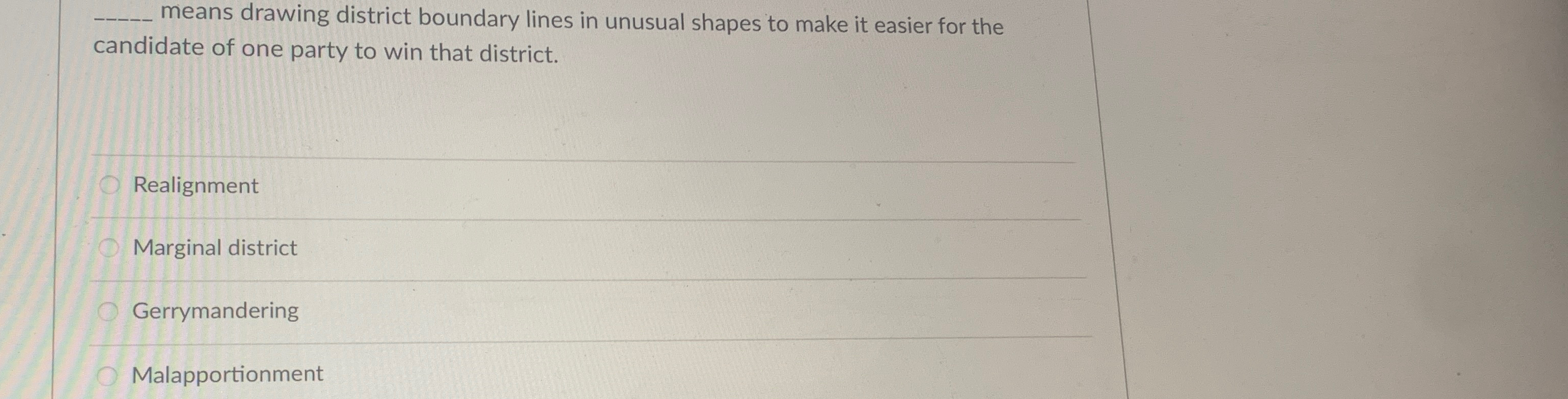 Solved means drawing district boundary lines in unusual | Chegg.com