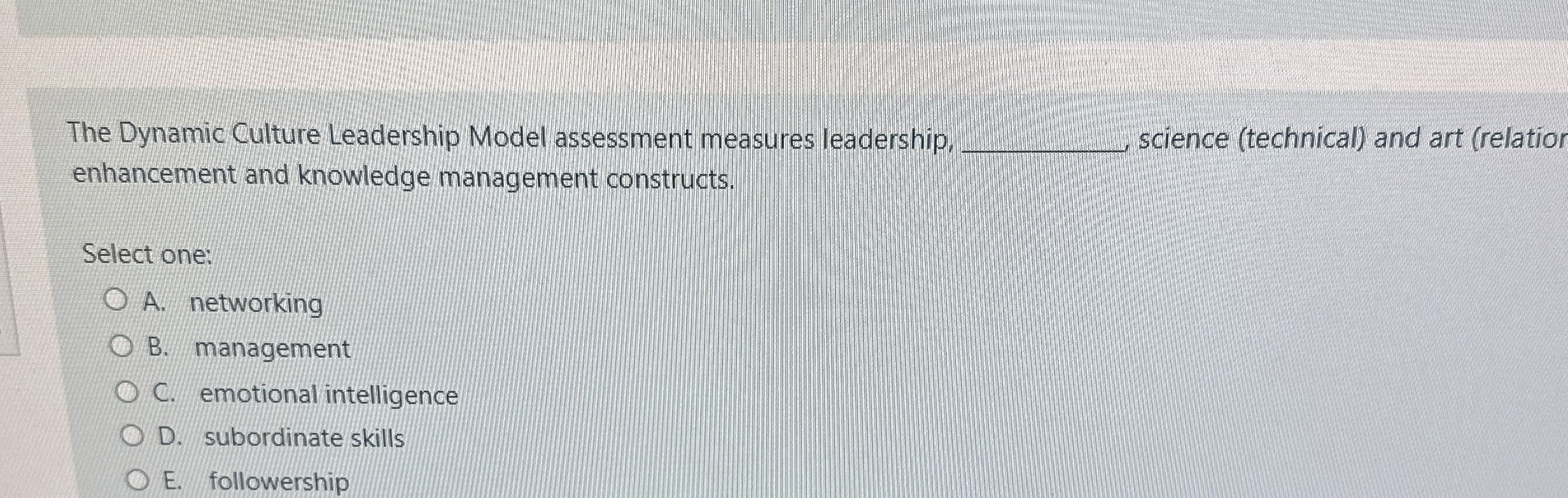 Solved The Dynamic Culture Leadership Model assessment
