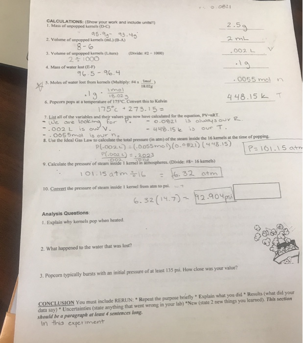 Solved Analyzing the "pop" in popcorn Date 130320 Per. sth