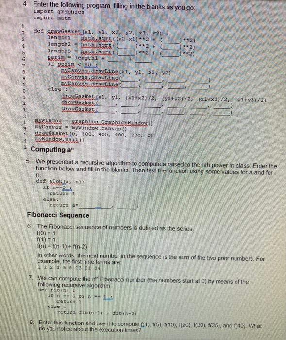 Solved Recursion In this lab, we will implement some | Chegg.com