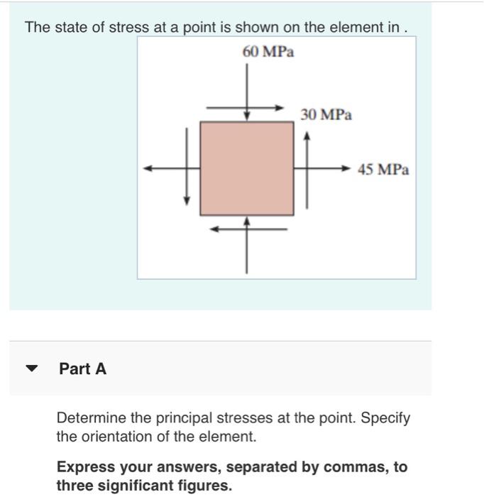Solved The state of stress at a point is shown on the | Chegg.com