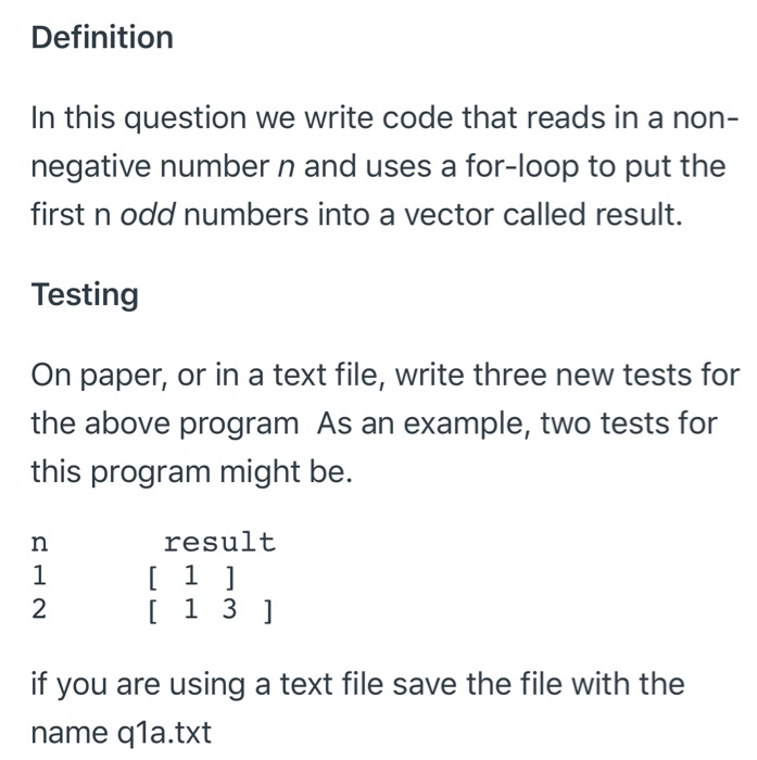 Solved Definition In this question we write code that reads | Chegg.com