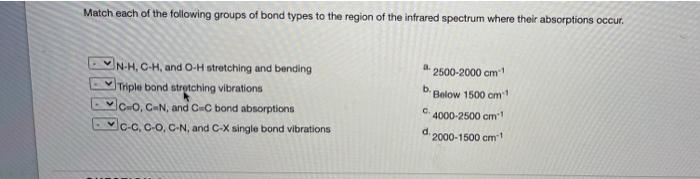 Solved Match each of the following groups of bond types to | Chegg.com