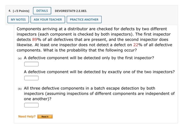 Solved 4. [13 Points) DETAILS DEVORESTATS 2.E.083. MY NOTES