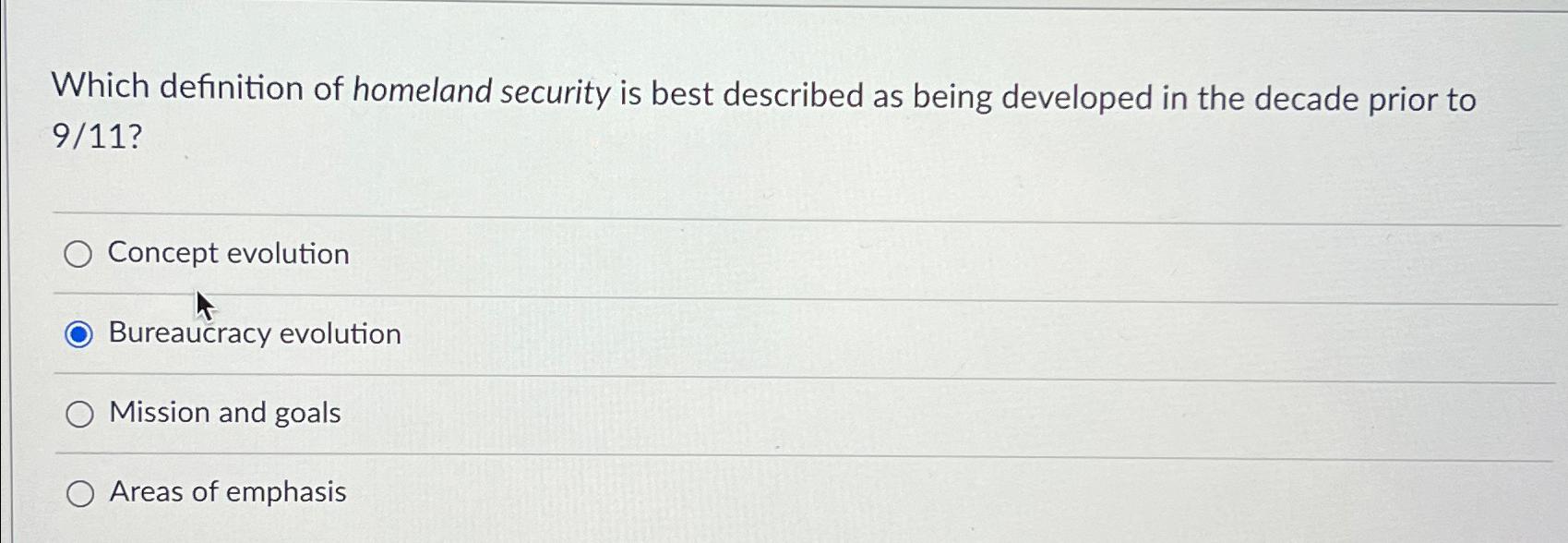 Solved Which definition of homeland security is best