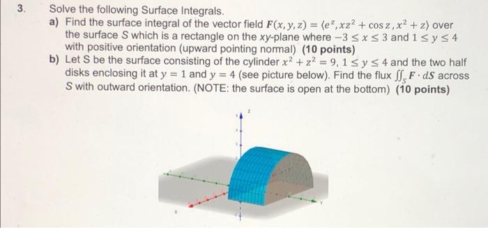 Solved 3 Solve the following Surface Integrals. a) Find the | Chegg.com