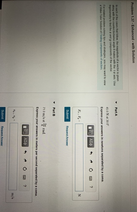 Solved Problem 1.37 - Enhanced - with Solution Part A In | Chegg.com