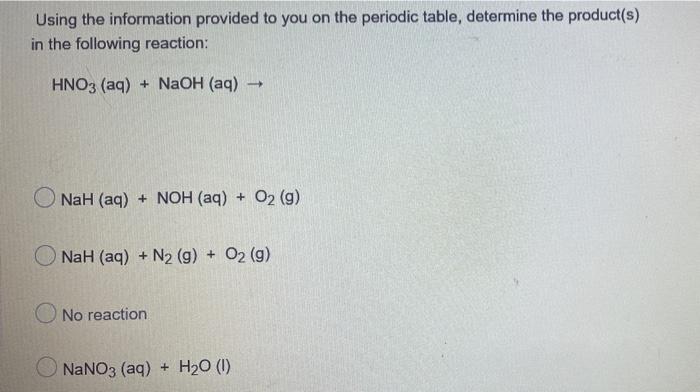 Solved Balance The Following Chemical Reaction Using The 