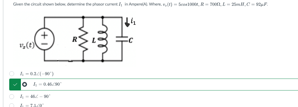 Solved Given the circuit shown below, determine the phasor | Chegg.com