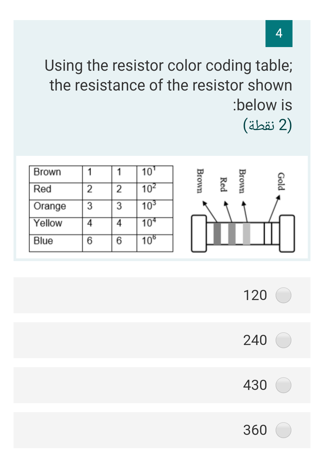 Solved 4 Using the resistor color coding table; the | Chegg.com