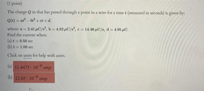 Solved The charge Q in that has passed through a point in a | Chegg.com