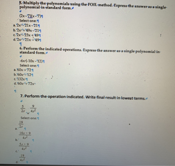Solved 1.- Add Or Subtract As Indicated. Express The Answer | Chegg.com
