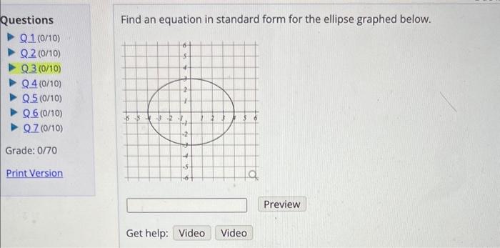 Solved Find an equation in standard form for the ellipse | Chegg.com