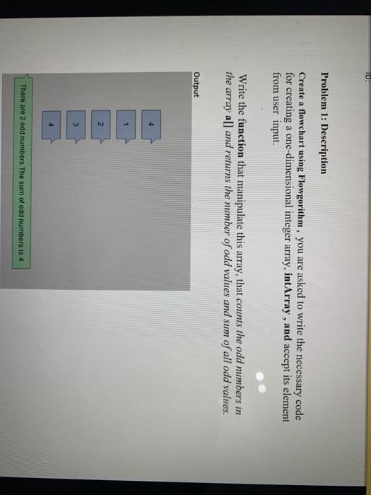 Solved ID Problem 1: Description Create a flowchart using | Chegg.com