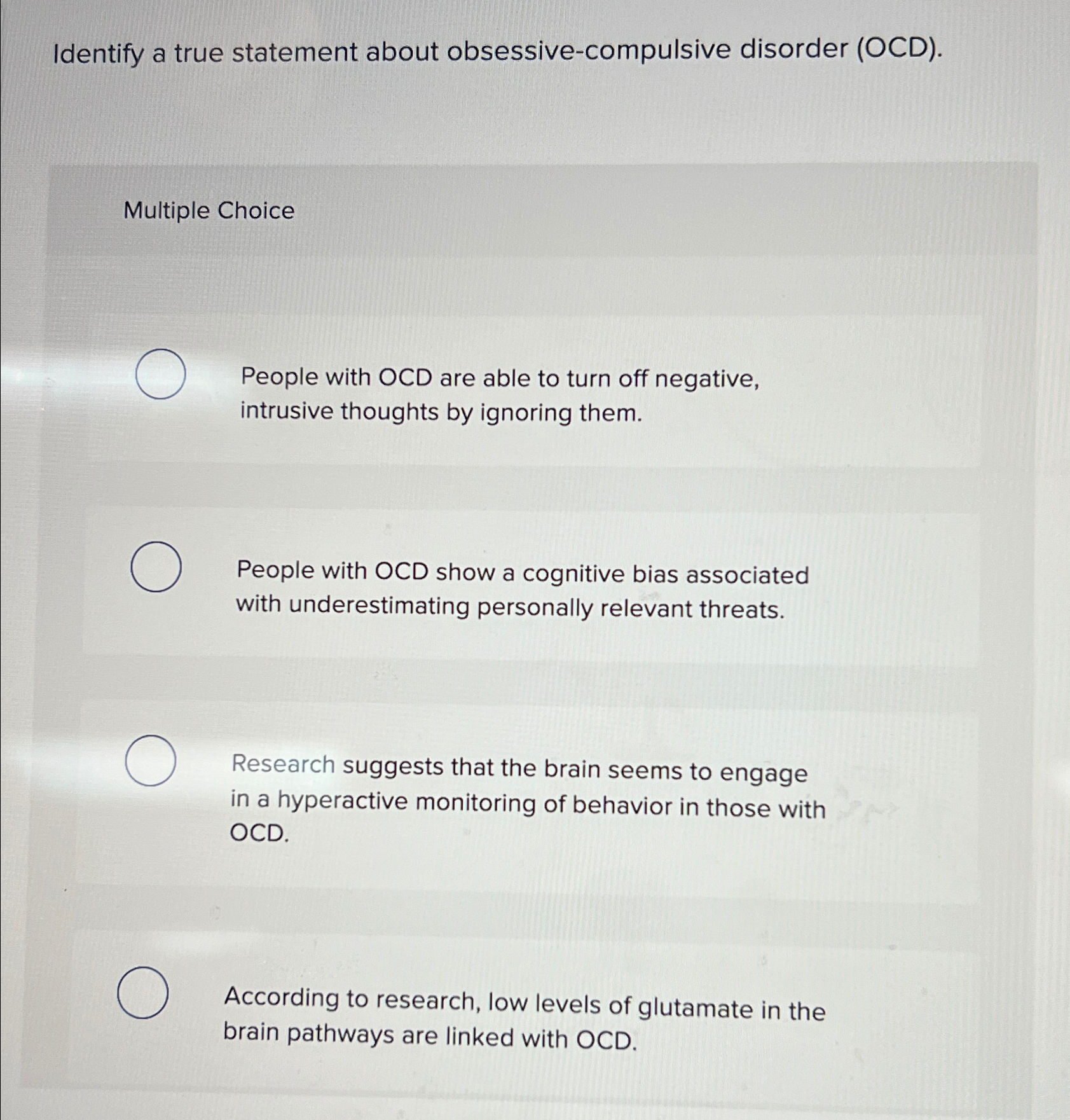 Solved Identify a true statement about obsessive-compulsive | Chegg.com