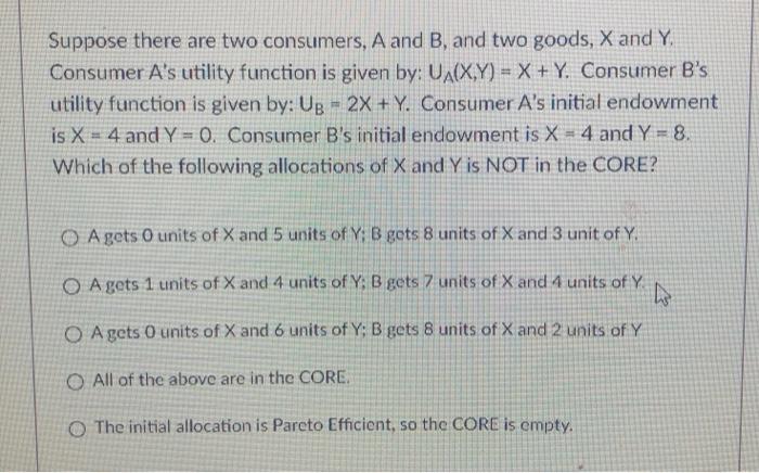 Solved Suppose There Are Two Consumers, A And B, And Two | Chegg.com