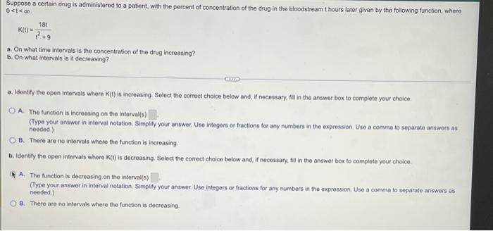 Solved Suppose A Certain Drug Is Administered To A Patient