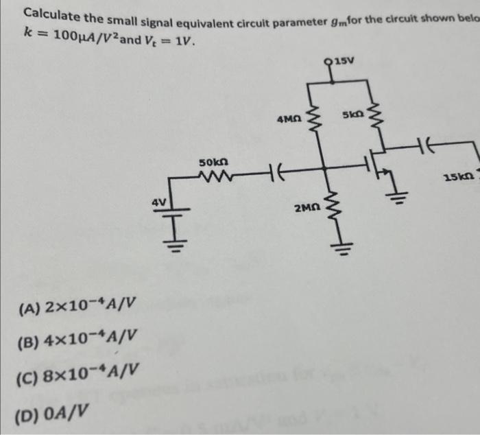 Solved Calculate the small signal equivalent circuit | Chegg.com