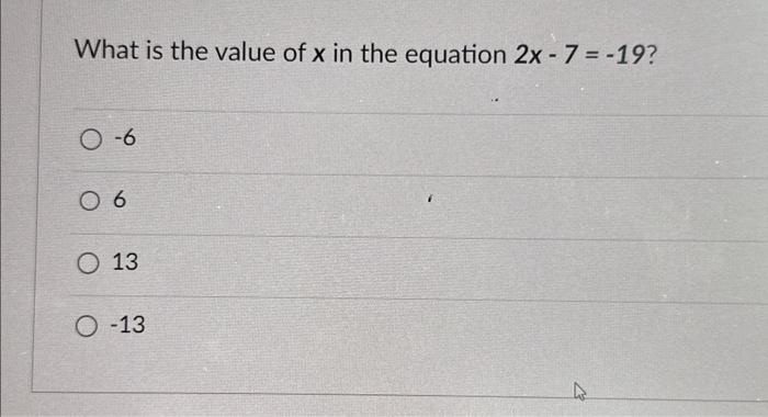 find the value of x 2x 7 13