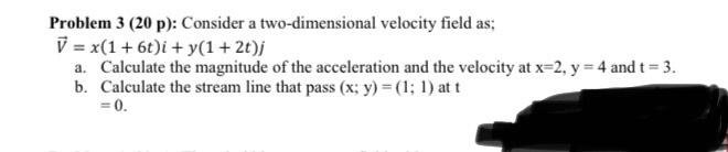 Solved Problem 3 20p Consider A Two Dimensional Velocity