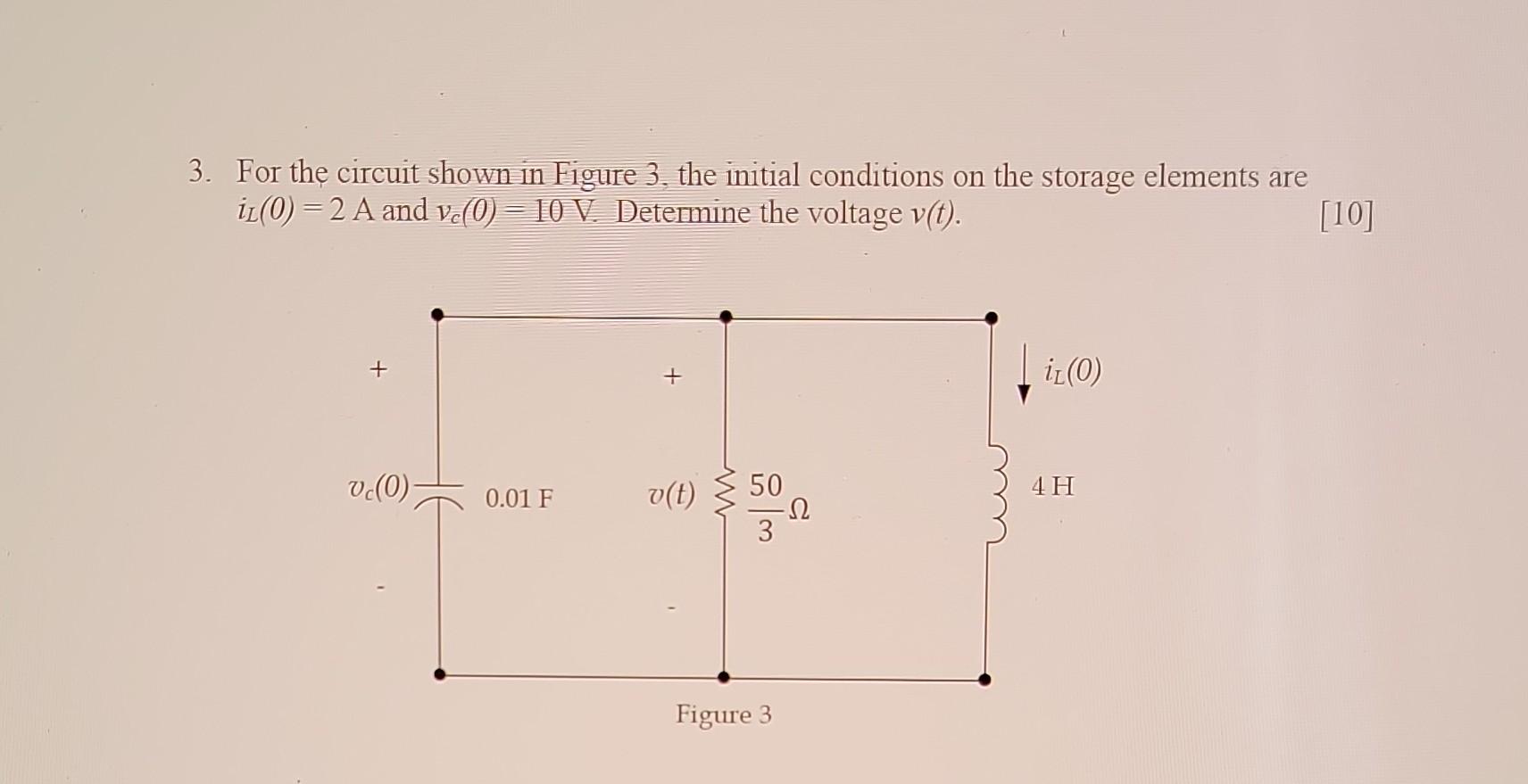 Solved 3. For the circuit shown in Figure 3, the initial | Chegg.com