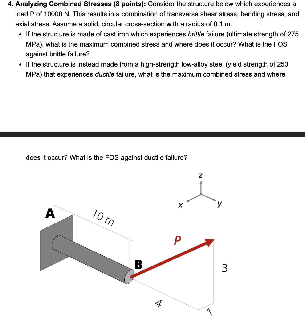 Solved Analyzing Combined Stresses (8 ﻿points): Consider the | Chegg.com