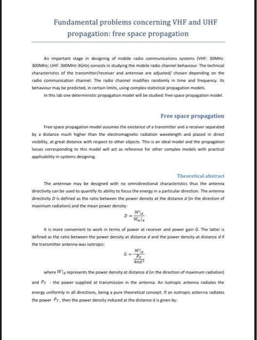 Solved 2. Determine The Slope For The Free Space Propagation | Chegg.com