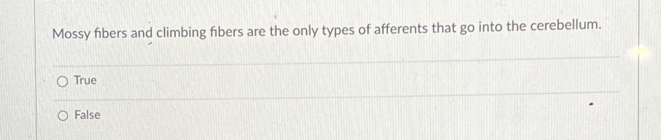 Solved Mossy fibers and climbing fibers are the only types | Chegg.com