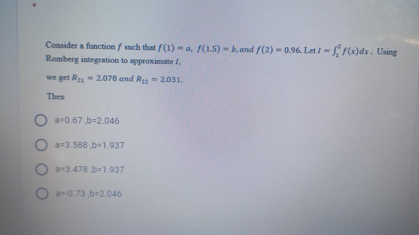 Solved Consider A Function F Such That F(1) = A, F(1.5) = B, | Chegg.com