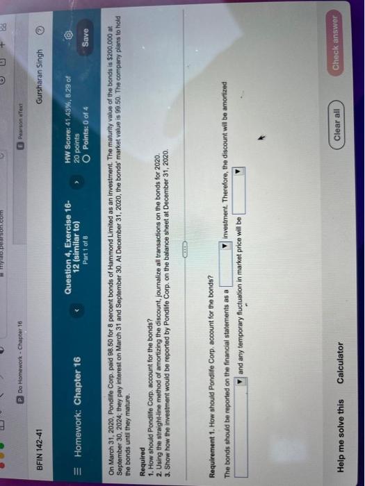 Solved 3 P Do Homework - Chapter 16 Pearson Text BFIN 142-41 | Chegg.com