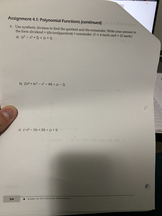 Solved Assignment 4.1: Polynomial Functions (continued) 6. | Chegg.com