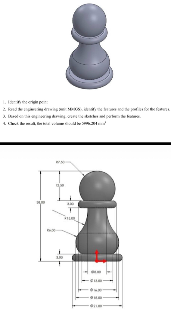 Identify the origin pointRead the engineering drawing | Chegg.com