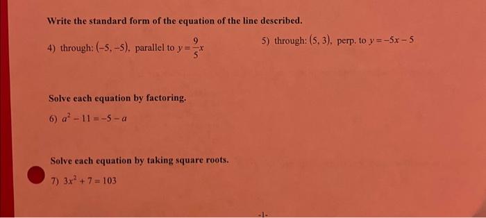 write each equation in standard form y 4x 5