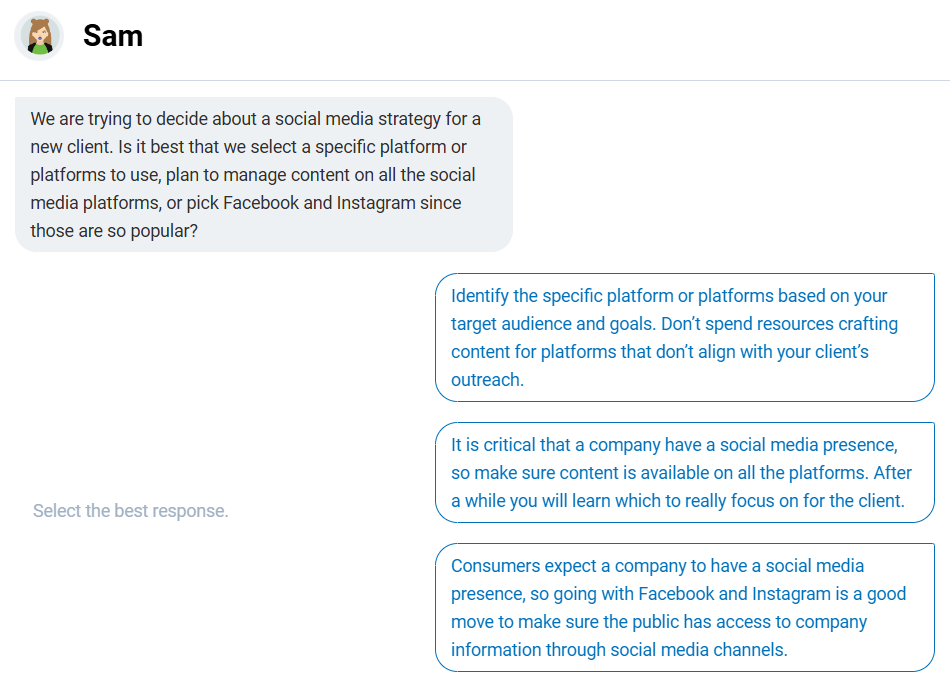 Solved We are trying to decide about a social media strategy | Chegg.com